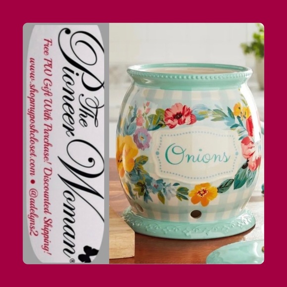🌺 New The Pioneer Woman Onion Vegetable Keeper Canister - Picture 2 of 4